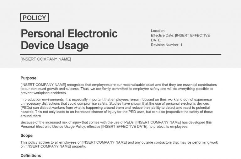 Landing Page Electronic Device Usage Policy Van Wyk Risk Solutions.