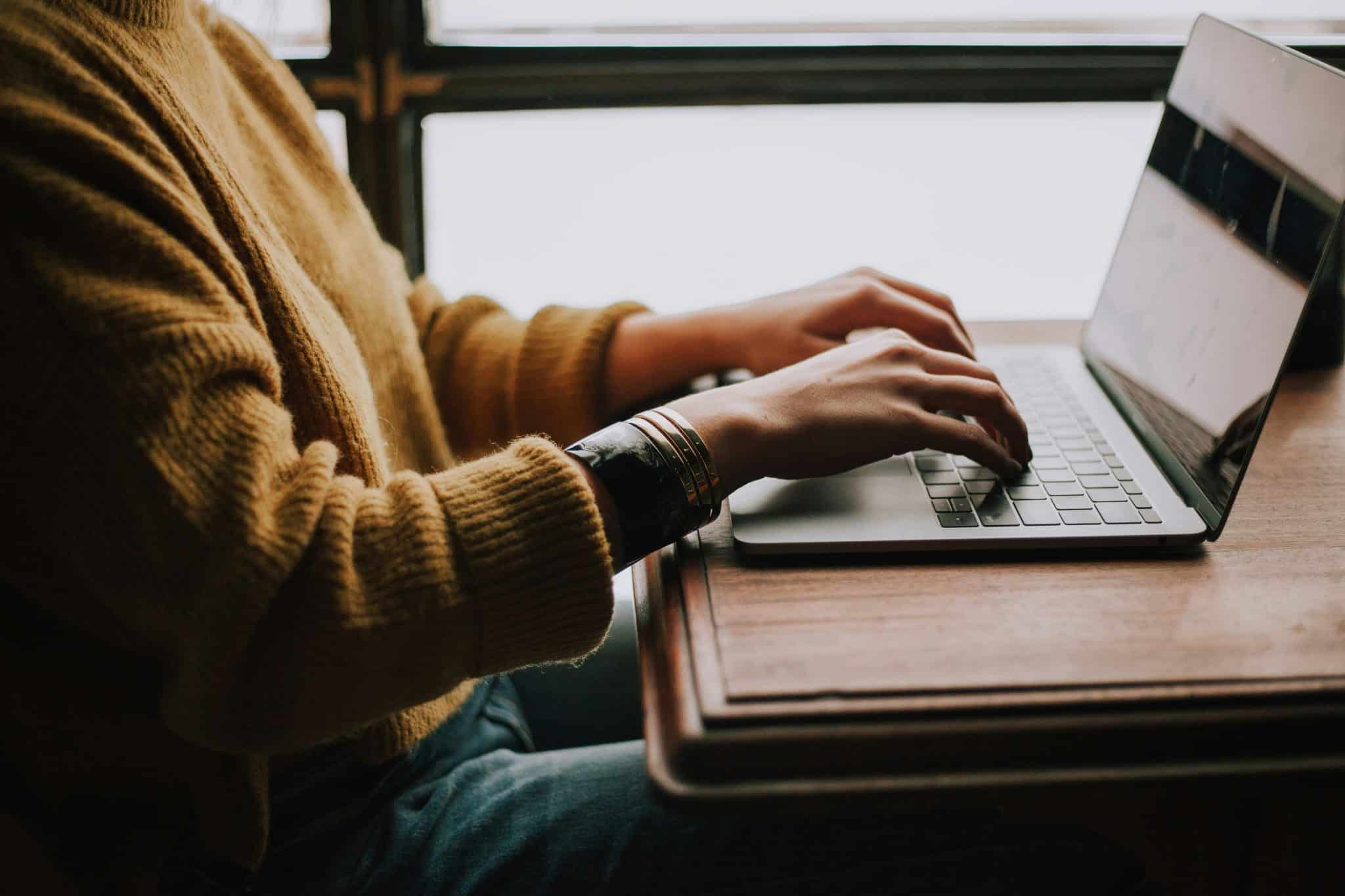 Person at computer typing